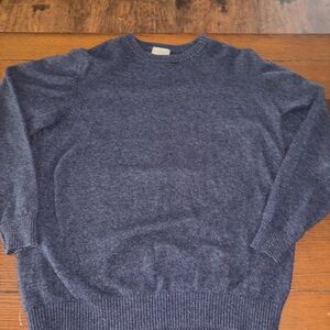 L.L. Bean Men's Deep Crewneck  Classic Wool blend Sweater, Blue/ Size large